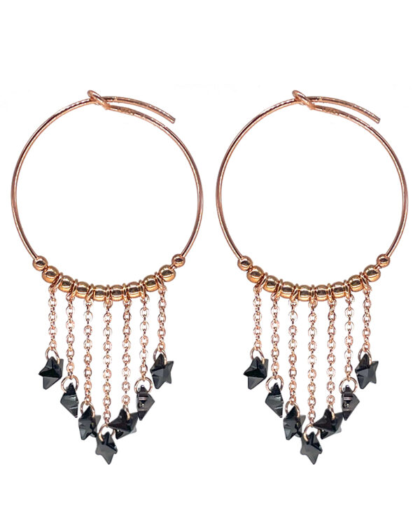 orecchini ad anello argento-oro-rosa-stelline-nere